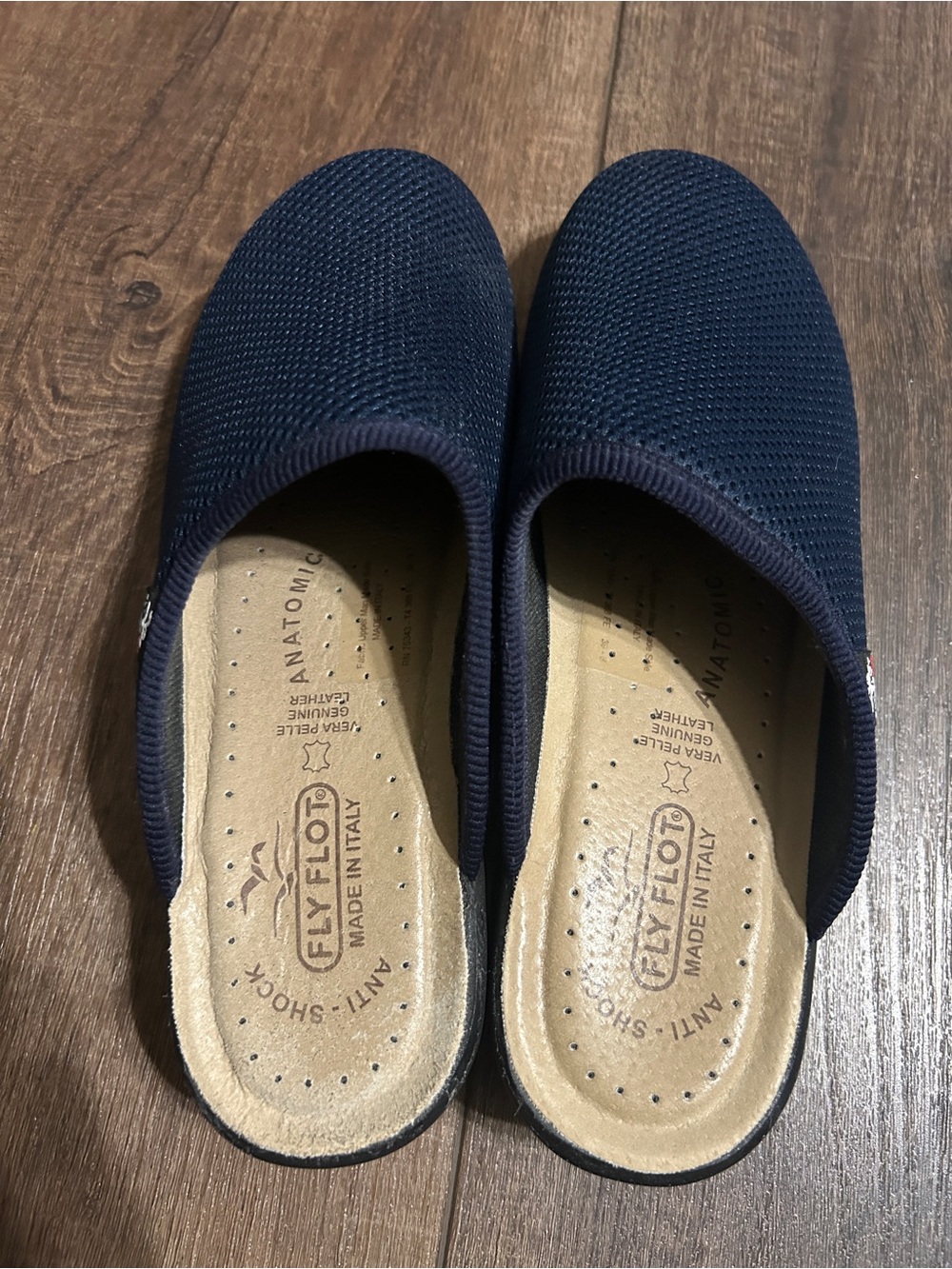 Fly Flot Made in Italy Anatomic Leather Comfort Slides – Navy